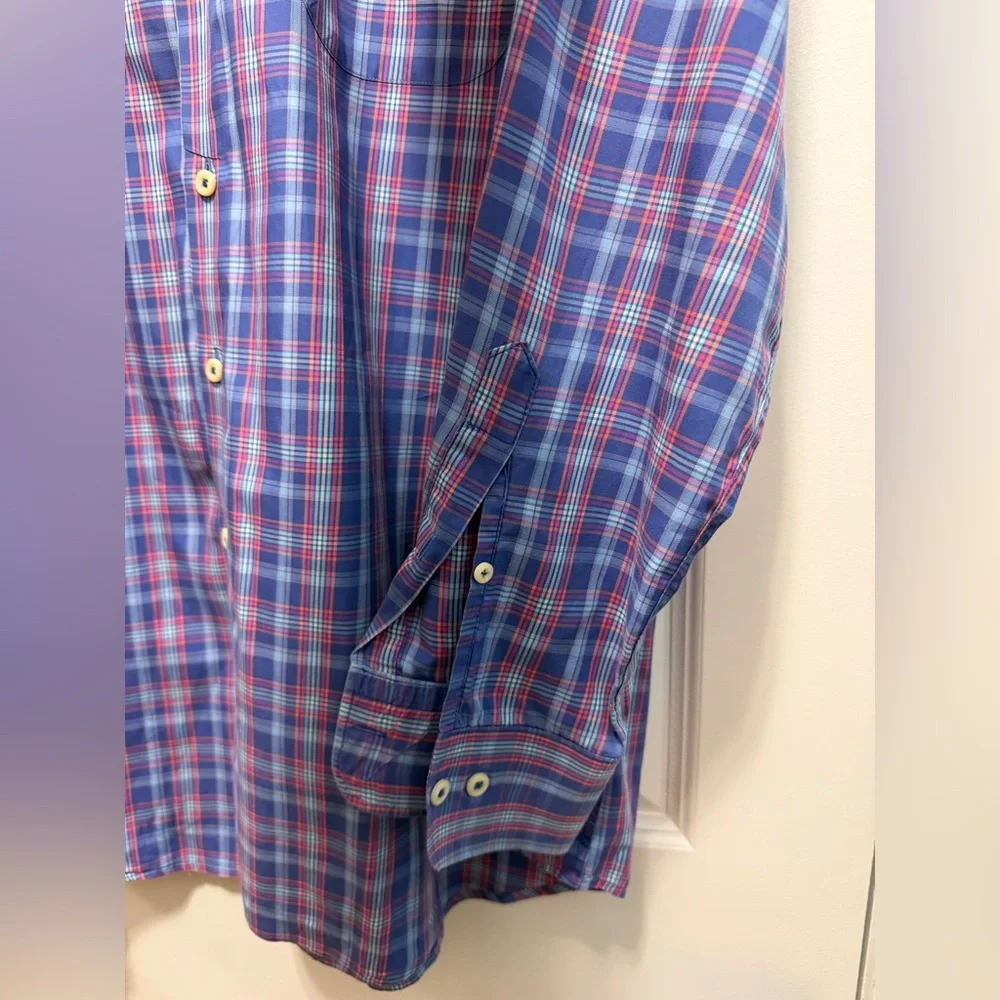 Peter Millar Men's Button‎ Down Dress Shirt Plaid Size Large
